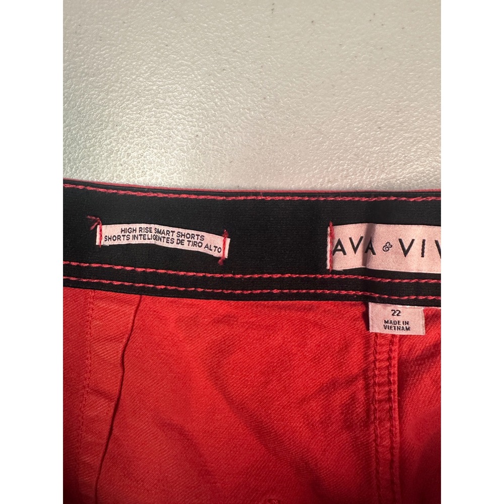 Ava & Viv Womens Red High Rise Smart Shorts Plus Size 22 Comfort Waist NWT - Picture 3 of 6